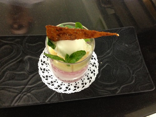 verrine glacée de framboises au basilic 1
