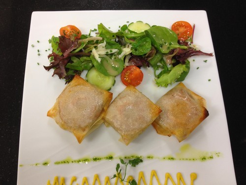 croustillant d'andouille , vinaigrette au cidre